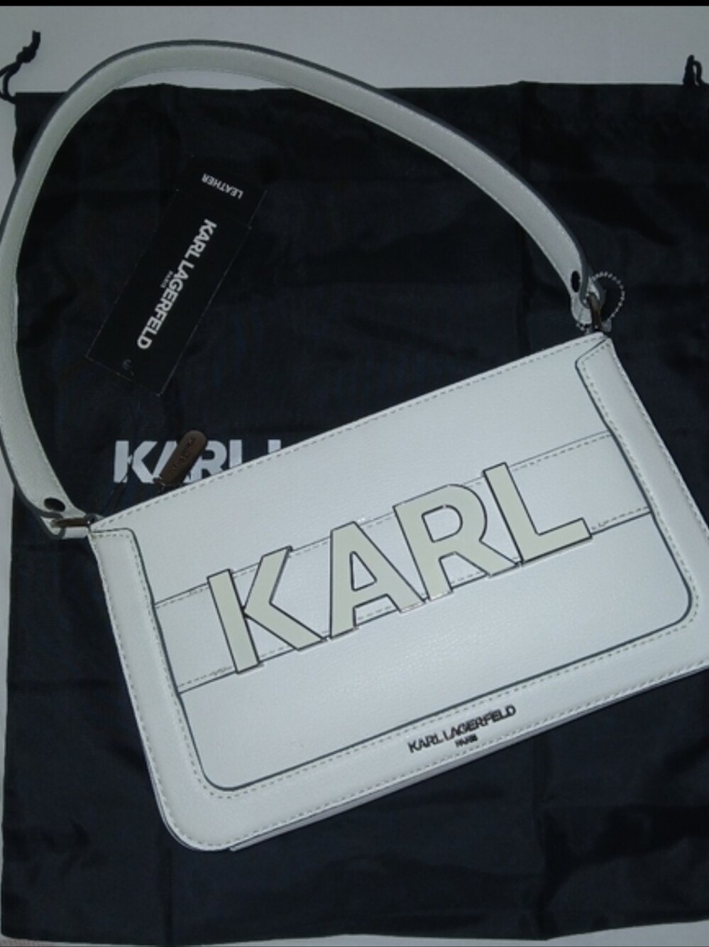 Leather Karl Lagerfeld Noveau Minimalist Block Letter Bag w/dustbag - Picture 3 of 16